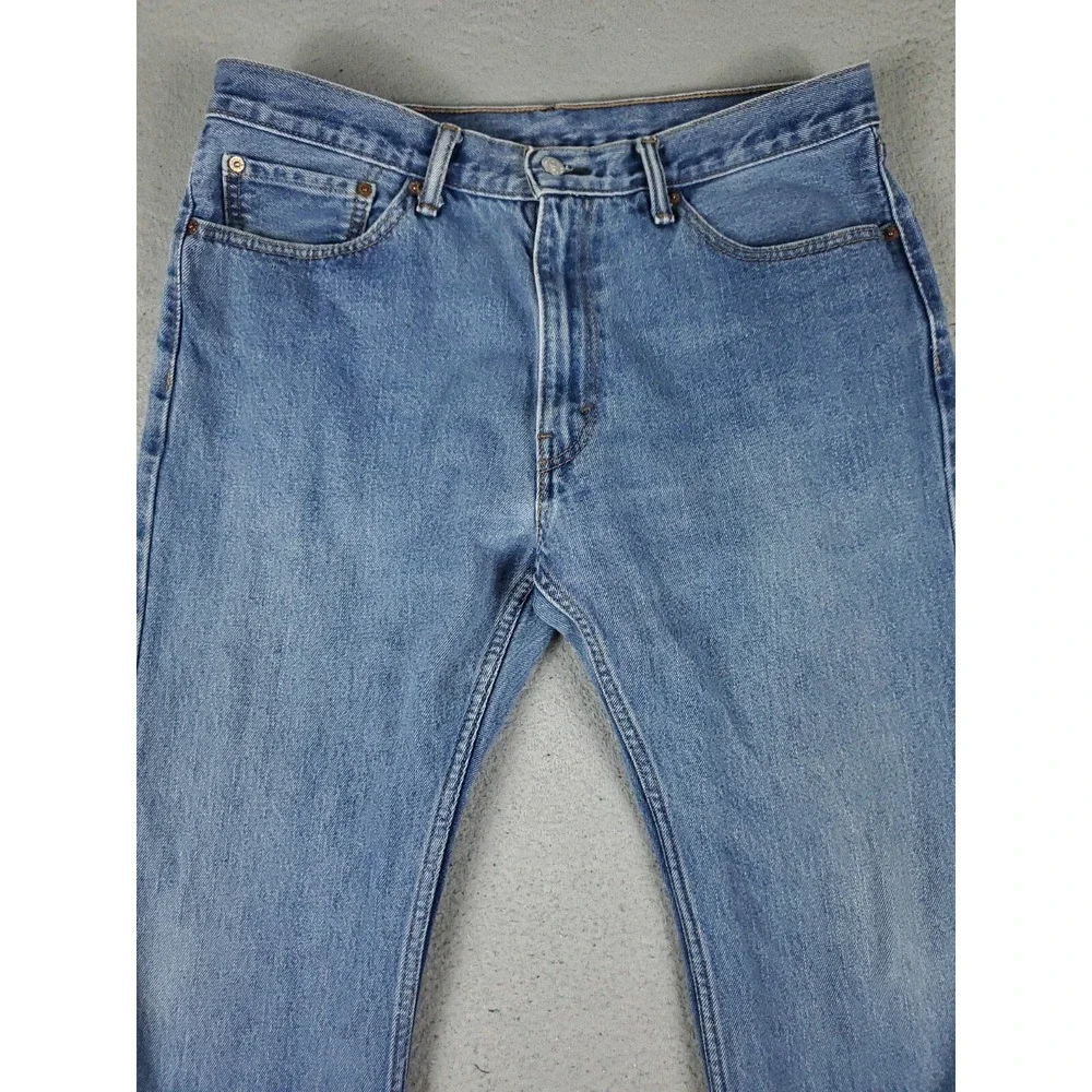 Levis 505 Jeans Mens 36x30 Blue Casual Straight Leg Denim Pants - Picture 2 of 9